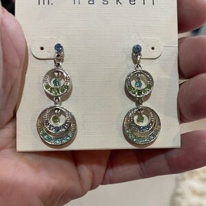 Haskell Silver Earrings with Blue and Green Accents
